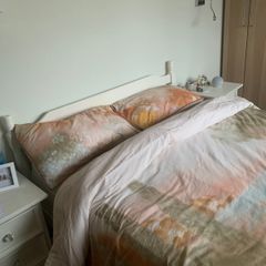 Painted double bed frame and mattress