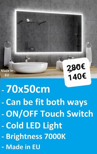 LED Bathroom Mirrors Selection Clock Speakers Bluetooth Demister Antifog Wi-Fi Weather Station Makeup
