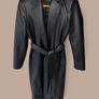 Zara Size S black faux leather Long trench coat with belt Image 2
