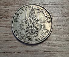 Great Britain UK 1939, One Shilling, George VI, Scottish Crest, Silver Coin - free standard postage