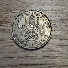 Great Britain UK 1939, One Shilling, George VI, Scottish Crest, Silver Coin - free standard postage