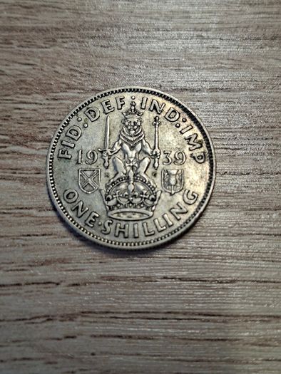 Great Britain UK 1939, One Shilling, George VI, Scottish Crest, Silver Coin - free standard postage
