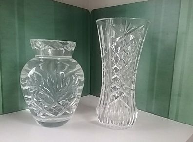 Two Small Cut Glass Crystal Vases