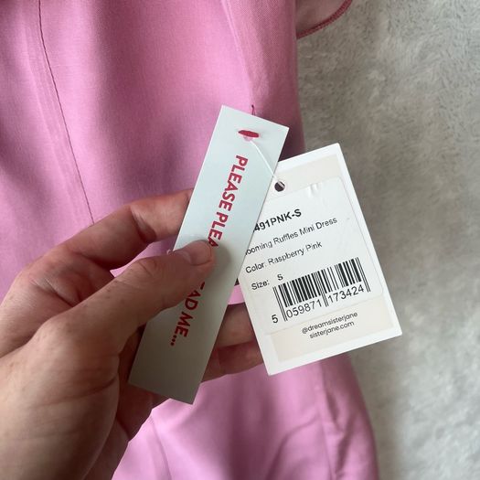 DREAM Sister Jane Blooming Ruffles Mini Dress Raspberry Pink Size S NWT