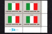 1984 United Nations New York Italy National Flag (part of flag series) Block of 4 Mint Never Hinged (MNH)