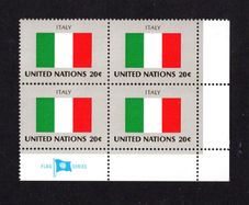 1984 United Nations New York Italy National Flag (part of flag series) Block of 4 Mint Never Hinged (MNH)