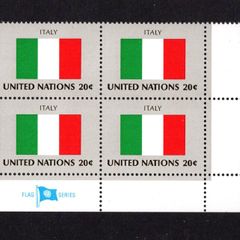 1984 United Nations New York Italy National Flag (part of flag series) Block of 4 Mint Never Hinged (MNH)