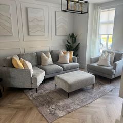 3 Seater Sofa, Armchair and Footstool Like New, Professionally Cleaned.