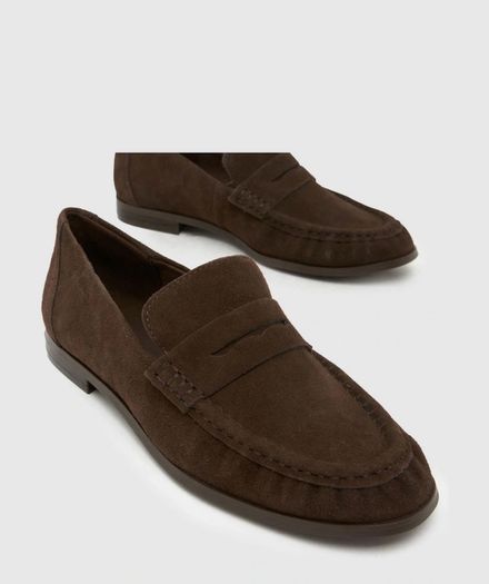 UK 7 39/40 Schuh Lewis Chocolate Brown Suede Loafer Leather style Massimo Dutti