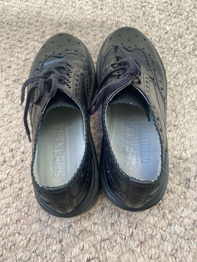 grenson black leather trainers