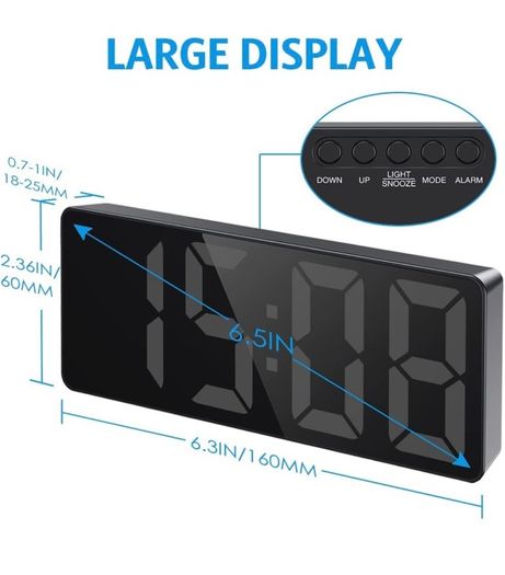 Digital Alarm Clock, Bedside Alarm Clock with Large LED Display, Non Ticking USB/Battery Powered Alarm Clock with Temperature, Snooze, Date, 3 Adjustable Brightness, Voice Control (FREE POSTAGE)