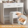 Dressing Table with Lighting and Stool, 90 x 40 cm Dressing Table with Large Mirror and 11 LED Lamps, Adjustable Brightness, 2 Drawers, Modern Cosmetic Table, White Image 3