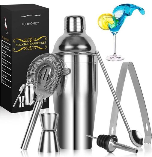Cocktail Making Set, Cocktail Shakers 6 Pieces Set 750ml Capacity with Bar Accessories and Recipes Made of Food Grade Stainless Steel 304 Great for Home and Bar Use or As a Gift (FREE POSTAGE)