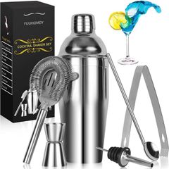 Cocktail Making Set, Cocktail Shakers 6 Pieces Set 750ml Capacity with Bar Accessories and Recipes Made of Food Grade Stainless Steel 304 Great for Home and Bar Use or As a Gift (FREE POSTAGE)