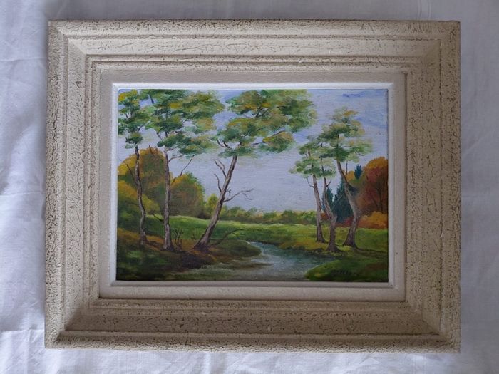 French canvas oil painting 1958 signed Delauney