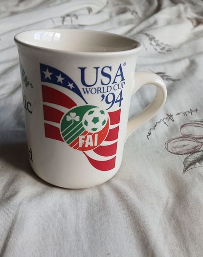 Rare Vintage World Cup Mug Duo: Ireland USA 1994 & Spain 1982 Official Souvenirs