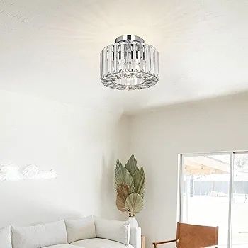Crystal Ceiling Light - Easric Modern Ceiling Lights Living Room LED Ceiling Lighting Industrial Chandeliers Ceiling Lights for Bedroom Hallway Kitchen Bathroom,Chrome