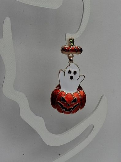 Cute Enamel Ghost in Jack O' Lantern Pumpkin Earrings