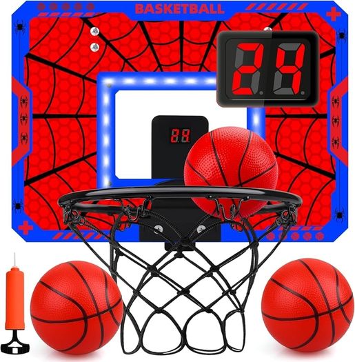 Mini Basketball Hoop Children's Indoor Basketball Basket in Room Wall Mounted with Electronic Scoreboard, Children's Toy Basketball Gift Boy 3-8 Years