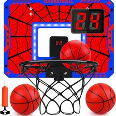 Mini Basketball Hoop Children's Indoor Basketball Basket in Room Wall Mounted with Electronic Scoreboard, Children's Toy Basketball Gift Boy 3-8 Years