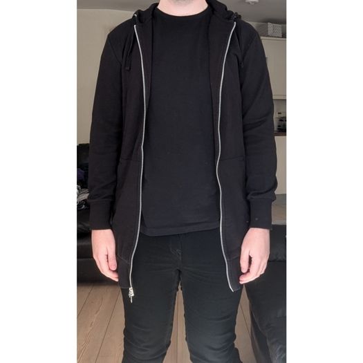 H&M Extra Long Black Hoodie, Size Small