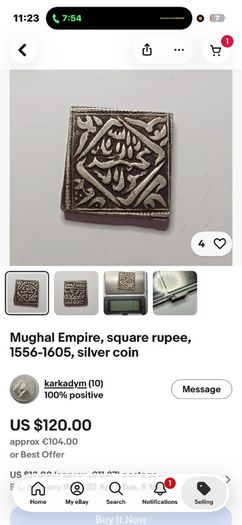 Silver coin Token - Imitation Rupee of Akbar - Mughal King AH 988