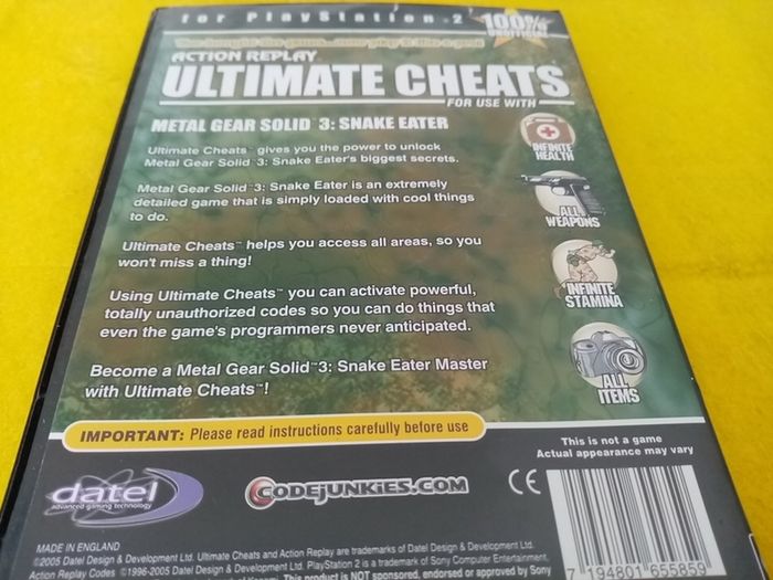 Ultimate Cheats Metal Gear Solid 3 PlayStation 2 Ps2 Games Original