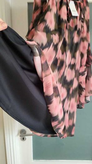 GEORGE khaki and pink print layered dress Sz 14 - Bnwt - Rrp 26 Sterling