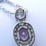 Vintage Sterling Silver 925 Cubic Zirconia And Pink Stone Cluster Necklet length 16,5" / 4,85g Image 7