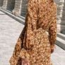 brown floral ruffle dress Image 2