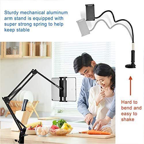 Tablet Stand Adjustable,Foldable Tablet Stand for Bed, Aluminum Universal Flexible Tablet Holder with 360 Degree Rotation for iPad/iPhoneX/iPad Pro/N-Switch,or Other 4.5 12.9 Inches Devices (Black)
