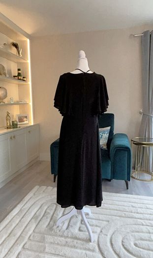 Ladies Midi Black Chiffon Dress with Flutter Sleeves from Boohoo