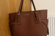 Michael Kors Voyager Tote Bag Brown Saffiano Leather