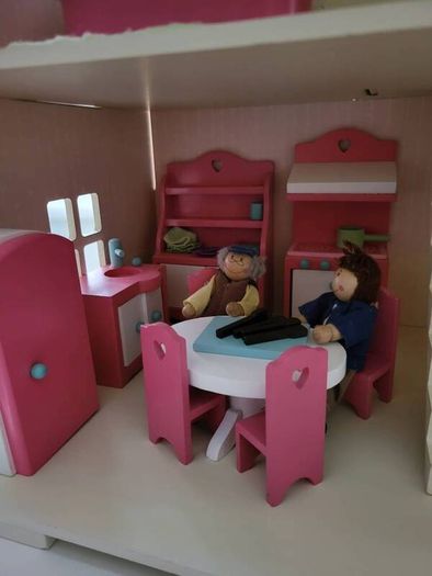 Wooden Dolls House with accessories