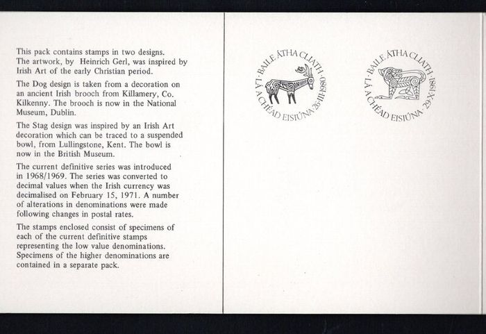 1980-1 Ireland Gerl definitive Stamp Low Value Presentation Pack
