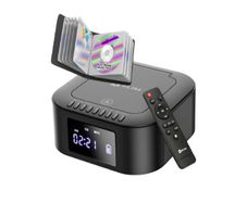 KLIM Boombox E1 with CD Case - Portable Audio System CD Player + Extra Bass with Subwoofer + FM Radio, MP3 Bluetooth AUX USB