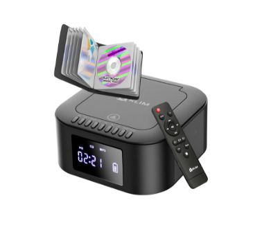 KLIM Boombox E1 with CD Case - Portable Audio System CD Player + Extra Bass with Subwoofer + FM Radio, MP3 Bluetooth AUX USB
