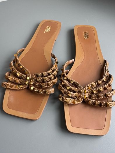 Zara Flat Studded Slider Sandals