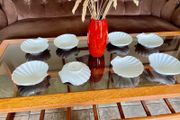8 Vintage French White Porcelain Scallop Shell Dishes CNP France