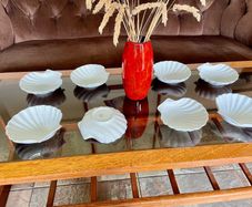 8 Vintage French White Porcelain Scallop Shell Dishes CNP France