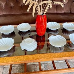 8 Vintage French White Porcelain Scallop Shell Dishes CNP France