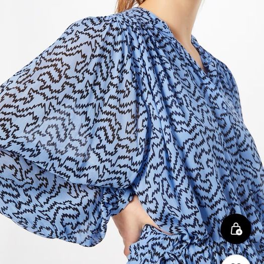 BNWT Second Female Blue Abstract Zig-Zag Print Midi Dress