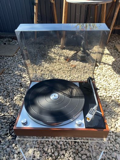 Absolutely immaculate factory condition Thorens Td 150 Mark II. With original side cut dust cover in incredible condition after 55 years. Hand-built in Switzerland and Germany and one of the most famous and highly-regarded turntables ever made.