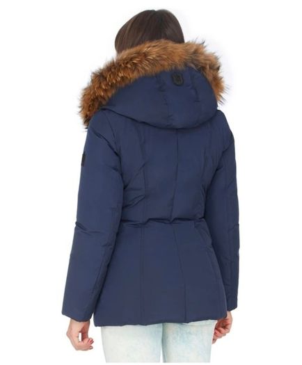 Mackage Adali Down Jacket Navy Size L Fur Trim Collar