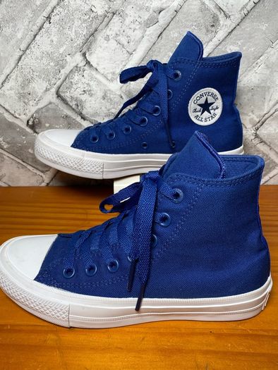 Boys Converse All Star Chuck Taylor II Lunarlon Blue Hi Top Trainers UK3.5 EU36