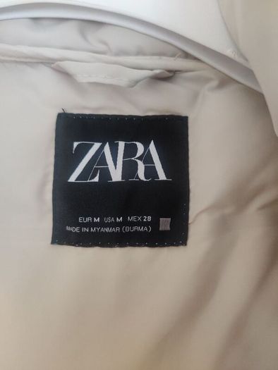 Zara Ivory quilted hooded long gilet size M UK10/12 Perfect condition Postage included