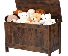 Large Wood Toy Chest Safety Hinge Kids Storage Bench