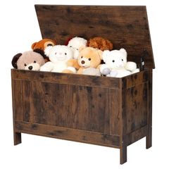 Large Wood Toy Chest Safety Hinge Kids Storage Bench