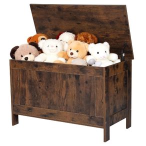 Large Wood Toy Chest Safety Hinge Kids Storage Bench