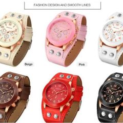 Readeel Luxury Women Watches, PU Leather strap, Beige and Coffee